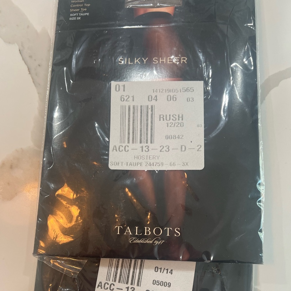 2 PR NWT- Talbot Pantyhose Silky Sheer Soft Taupe Sz 3X